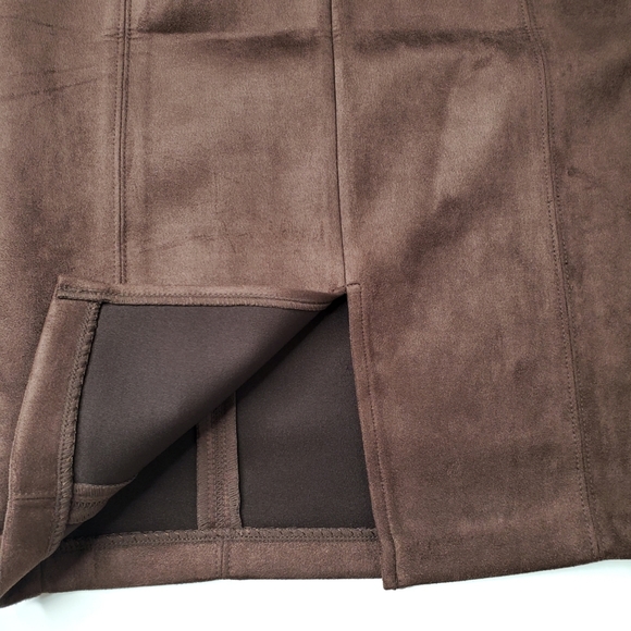 NWT MARC NEW YORK Faux Suede Brown Pencil Skirt - Picture 3 of 4